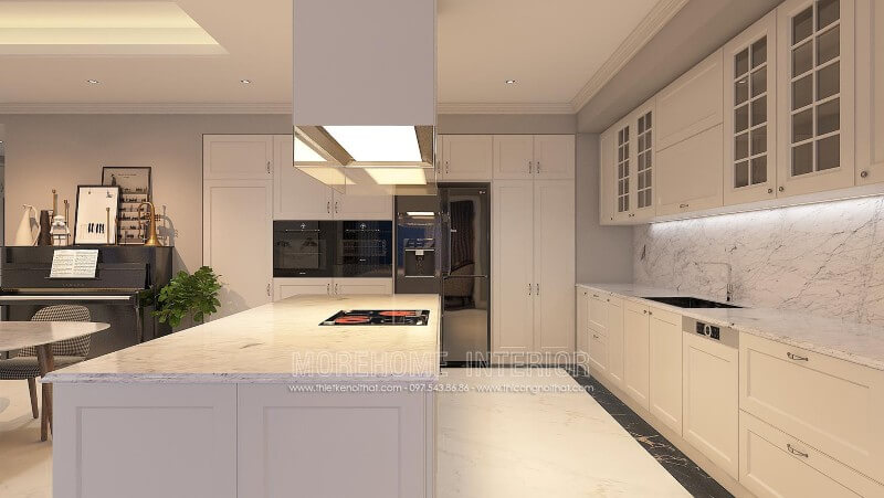 Trang trí nội thất tủ bếp chung cư Keangnam màu trắng Thiết kế tủ bếp đẹp