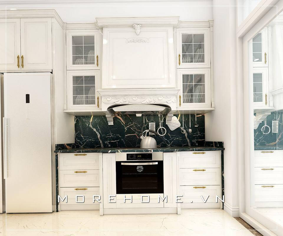 Phong cách sắp xếp đồ nội thất hợp lý tạo cảm giác hứng thú cho người nội trợ khi vào bếp. Thiết kế tủ bếp đẹp