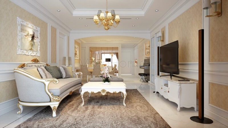 Mẫu thiết kế nội thất căn hộ Hoàng Anh Gia Lai cao cấp phong cách tân cổ điển