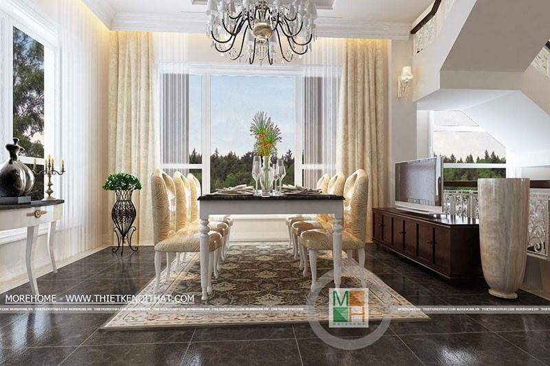 Mẫu kệ tivi gỗ tự nhiên cho phòng ăn nhà biệt thự