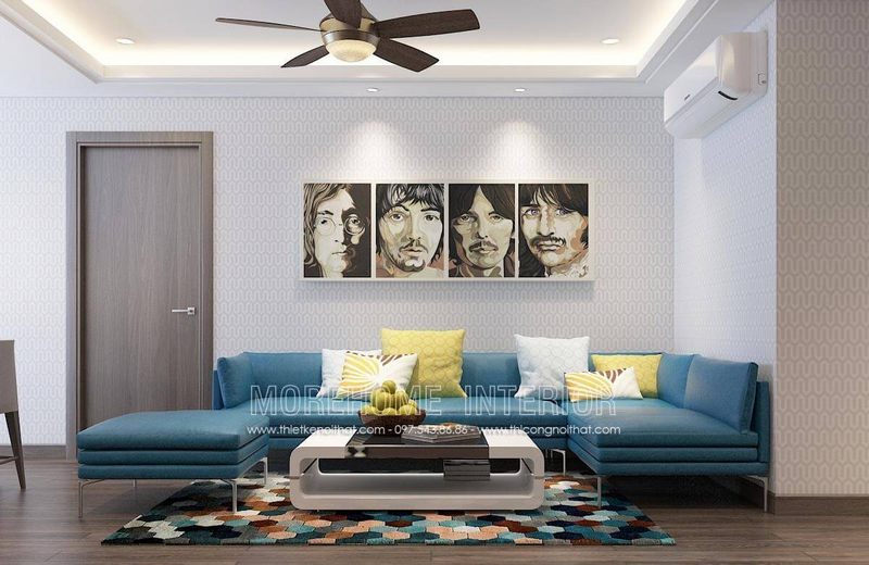 Phòng khách sử dụng cửa gỗ công nghiệp Laminate vân gỗ tông trầm MH04